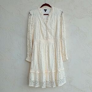 TORRID Off-White Tiered Hem Lace Mini Dress with Pockets Size 1x